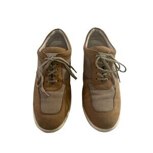 FLEXA by Fratelli Rossetti Tan Suede Womens Low Top Lace Up Sneakers Italy SZ 38